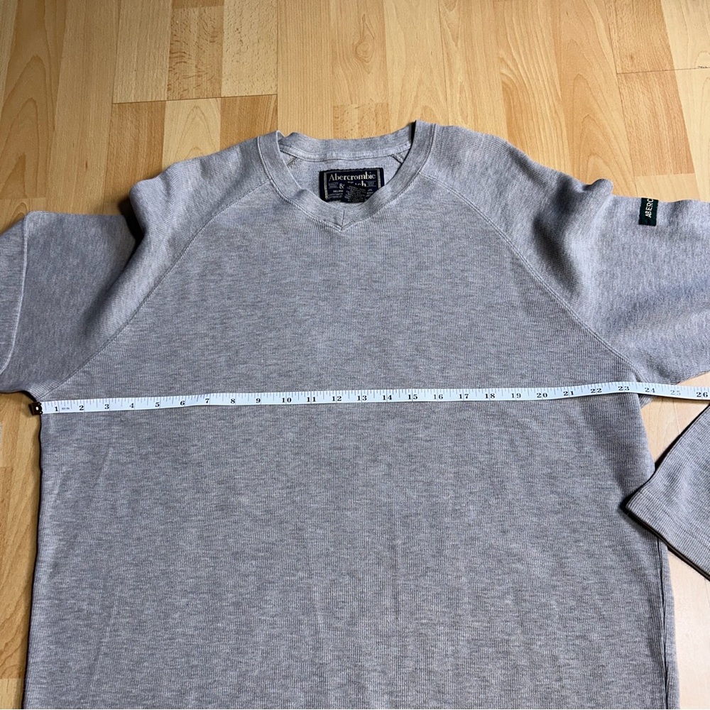 Abercrombie & Fitch Vintage Y2K Heather Gray Raglan V-Neck‎ Pullover Large - Picture 5 of 6